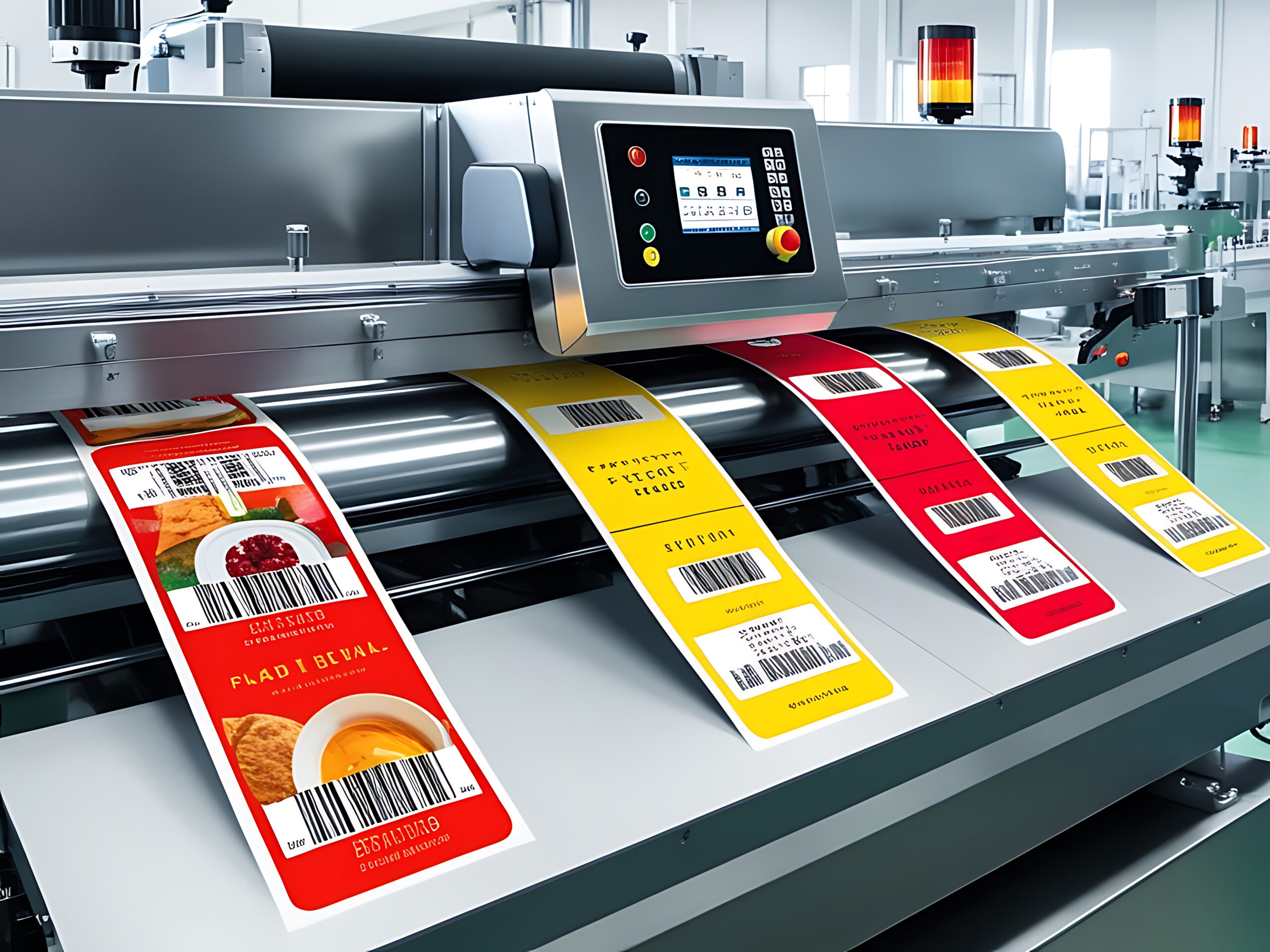 Machine d’impression d’étiquettes automatique équipée d’un panneau de commande numérique pour un étiquetage rapide, précis et personnalisable.